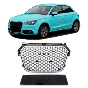 Sport Kühlergrill Silber-Schwarz Wabendesign Passend für Audi A1 8x 10-15 Vor Facelift