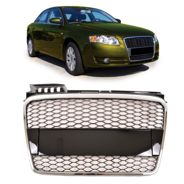 Kühlergrill Chrom Wabendesign passend für AUDI A4 B7 (8E) 2004-2008 Sedan Avant